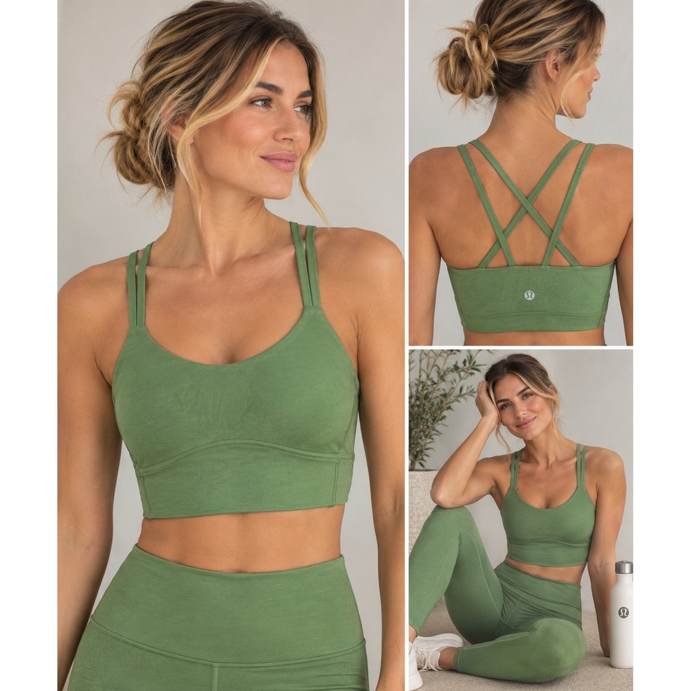 Lululemon Like a Cloud Bra Long Line Green B/C Cup Size 8 Yoga Sports Bra